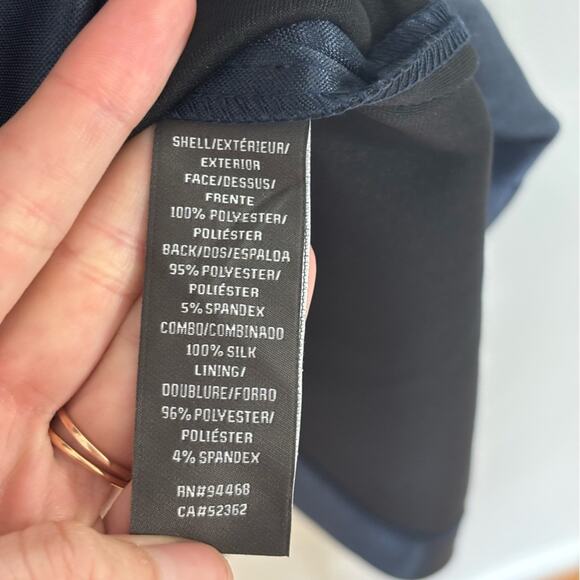 NWT Vera Wang Sleeveless Double V Neck Cocktail Dress in Dark Blue - Size 6 - Picture 6 of 9